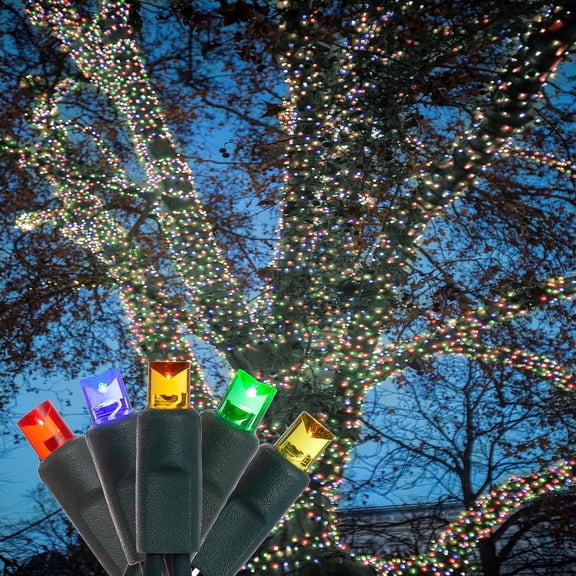 HoliScapes 4 pack - 5mm - 50 ct - Multi Color String Lights - 4" spacing - Green wire - 17 ft long