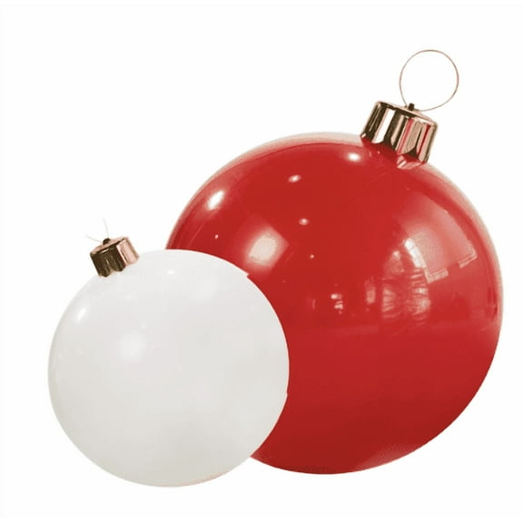 Holiball The Inflatable Ornament - Set of Two - Large Classic Red and Medium White Inflatable Ornaments