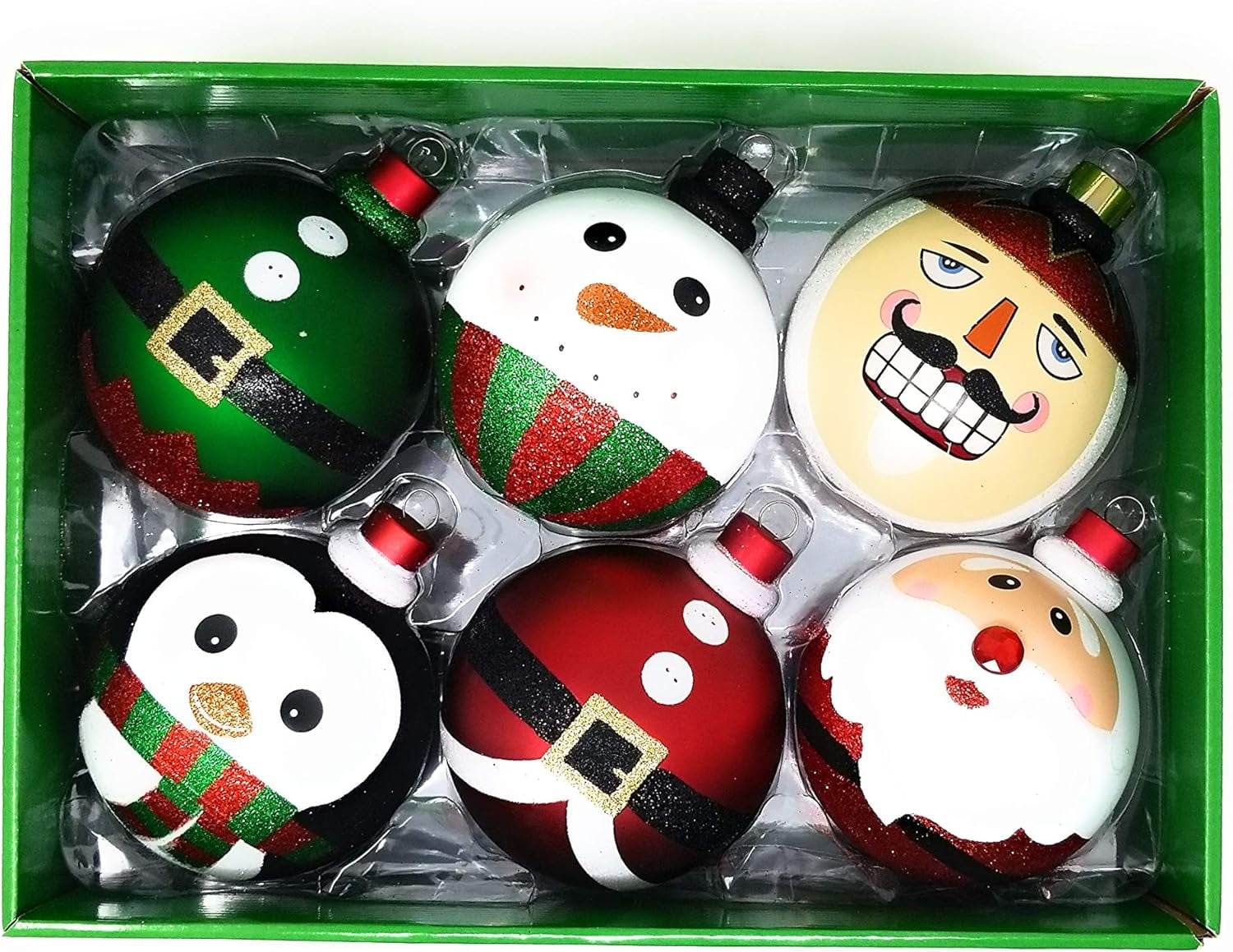Holiday Shatterproof Hand-Painted 4" Plastic Ornament Set