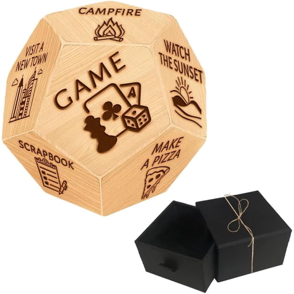 Holiday Activity Decision Dice 1Set Wood Wedding Gifts Funny Date Night Ideas Dice with Velvet Packing Pouches for Husband Wife Gifts