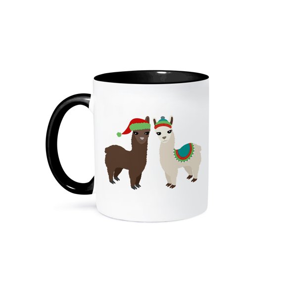 3drose, Holiday Alpacas, 11oz Two-tone Black Mug