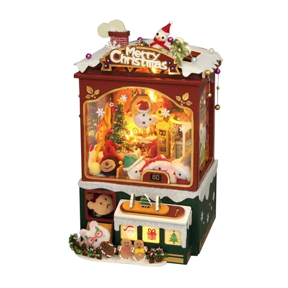 Holiday Amusement Miniature Arcade Kit 3D Wooden Puzzle 187 Pieces Retro Gaming Scene Music Box Mechanical Assembly Crafting Project Gift Box Edition for Study Room