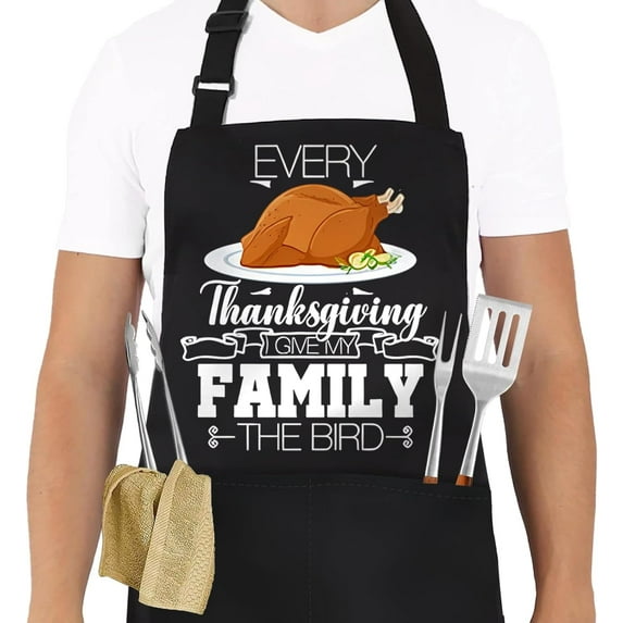 Holiday Aprons for Men Women, Thanksgiving Halloween Fall Aprons Gifts, Festival Matching Apron with 2 Pockets