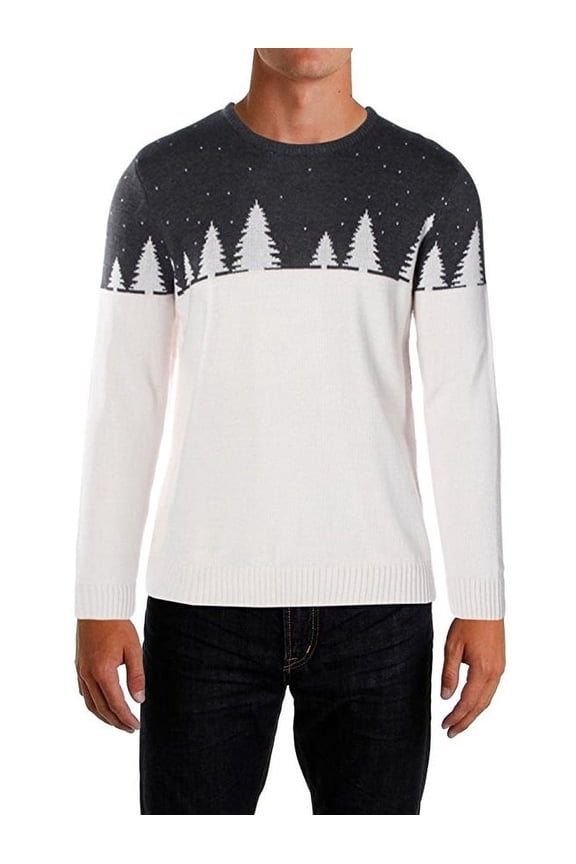 Holiday Arcade Mens Holiday Crew Neck Pullover Sweater, Gray, Medium