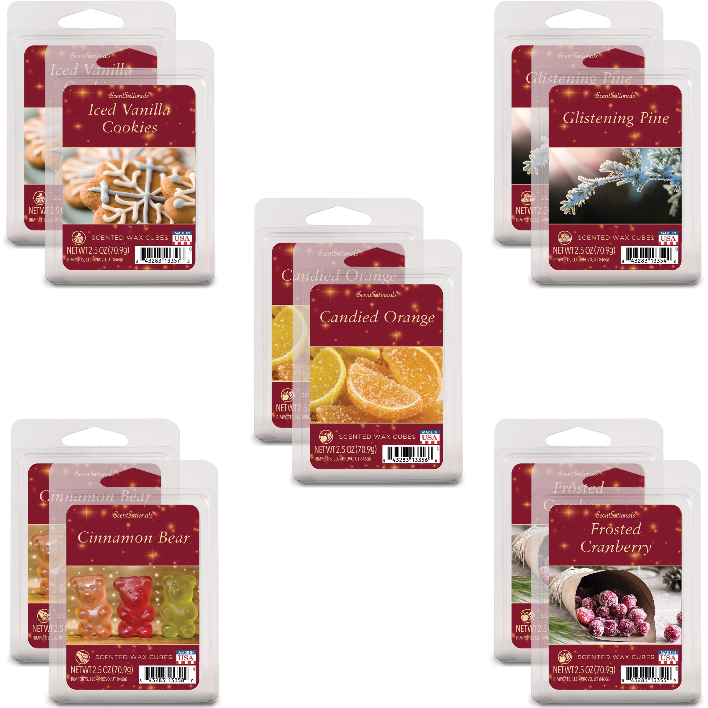 Holiday Assortment Scented Wax Melts, ScentSationals, 2.5 Oz (10-Pack)