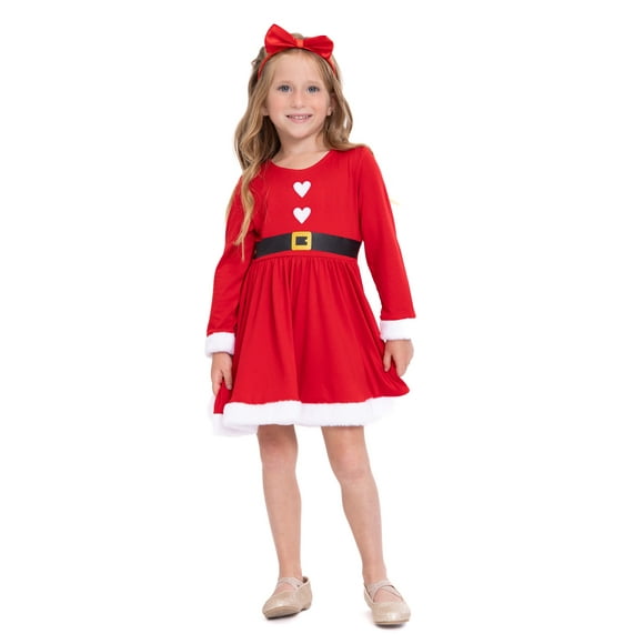 Holiday Baby and Toddler Girls' Santa Dress with Hat, 2-Piece, Sizes 12M-5T