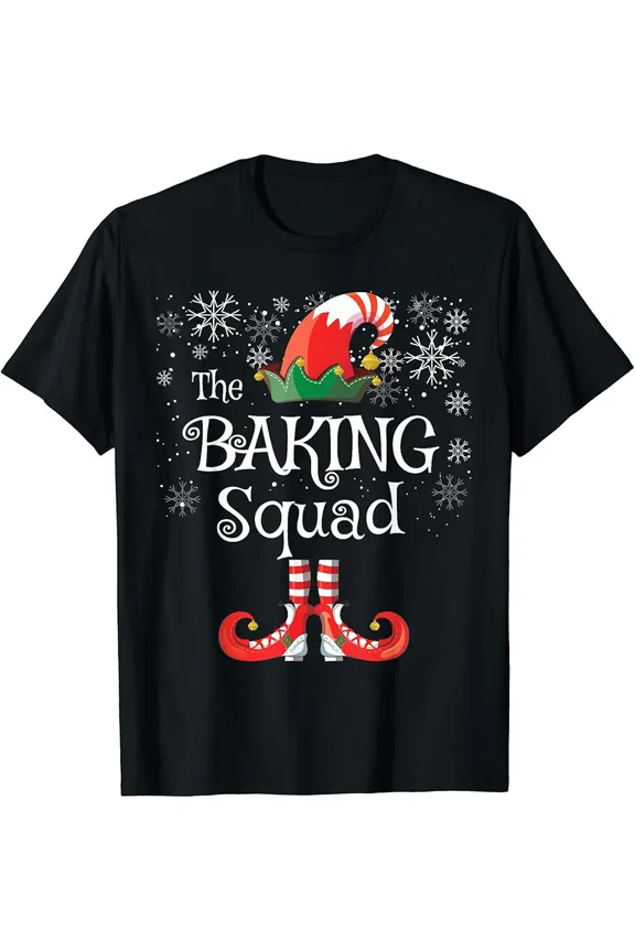 Holiday Baking Squad Mom Matching Elf Christmas Cookie Team Unisex T-Shirt up to size 5XL