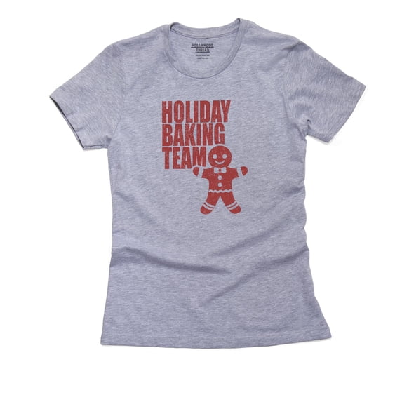 Holiday Baking Team Christmas Gingerbread Cookie Women's Cotton Grey T-Shirt