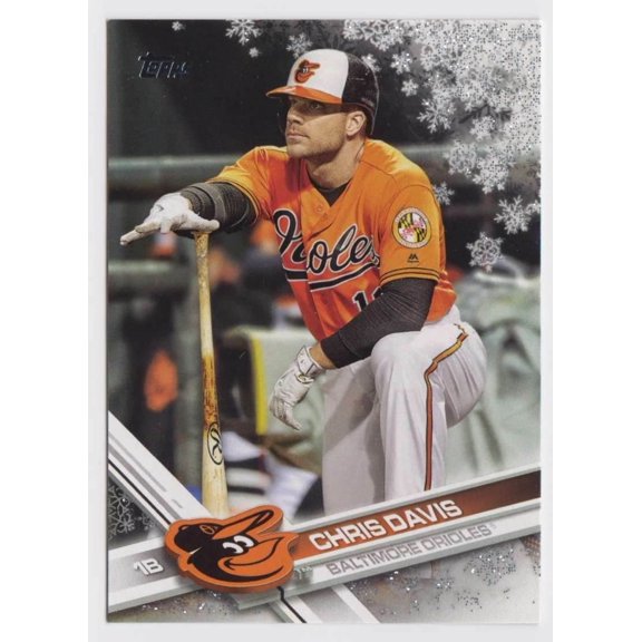 Holiday Base Metallic Snowflake Chris Davis #HMW180 Relic Jersey Memorabilia Baseball Card Topps Baltimore Orioles MLB Baseball Trading Card
