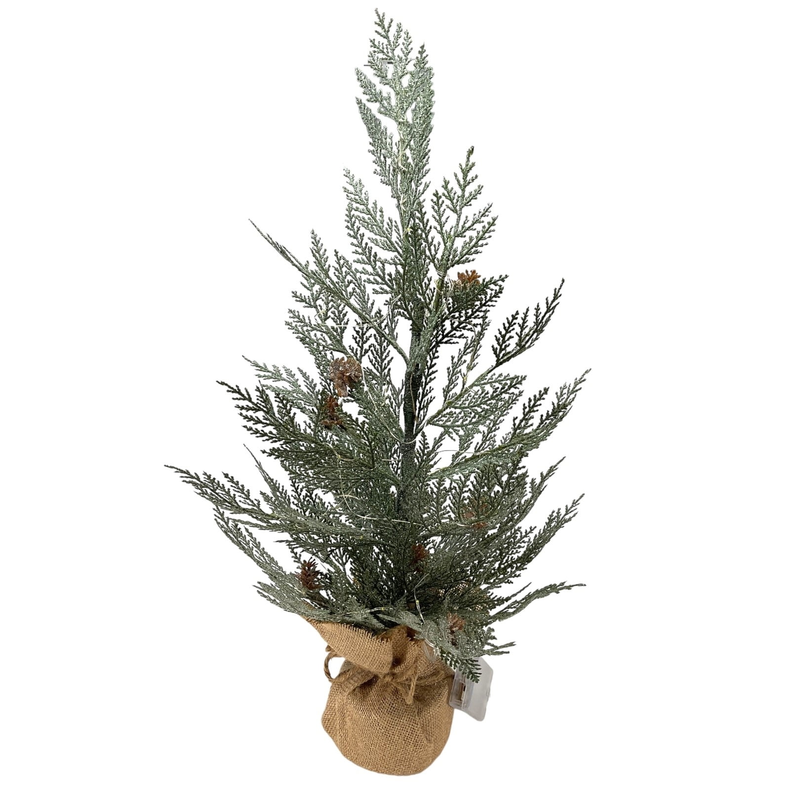 Holiday Battery Operated Lighted Artificial Pine Tree with Burlap Base