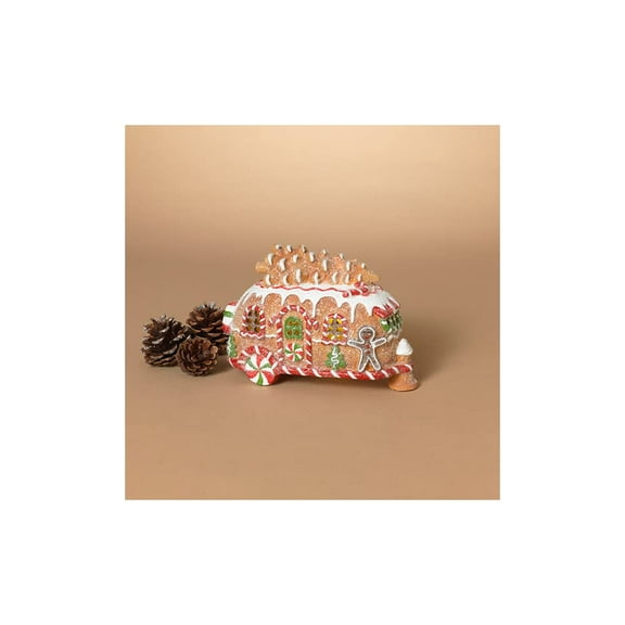 Gerson International Battery Operated Lighted Holiday Gingerbread Camper, 7.4-inch Long, Resin