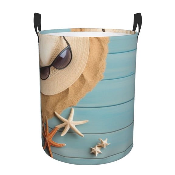 Holiday Beach Starfish Laundry Hamper Small Storage Basket/Toy Organizer/Dirty Clothes Bucket