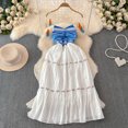 thumbnail image 1 of Holiday Beach Vestidos Spaghetti Strap Knit Patchwork Sleeveless A-line Dresses Ethnic Style Color-block Dress Summer Dropship, 1 of 7