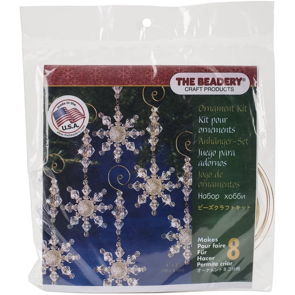 Holiday Beaded Ornament Kit-Snow Crystal Danglers 4"X2" Makes 8