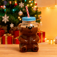 thumbnail image 1 of Holiday Bear 18.6oz Glass Cold Cup, 18.6oz, Perfect for Iced Coffee, Cocktails, and Cold Beverages, Christmas Gift for Drink Enthusiasts,(1 Bear Cup with Straw), 1 of 9