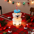 thumbnail image 1 of Holiday Bear-Shaped 18.6oz Glass Cold Cup with Straw, Iced Coffee Cup, Ideal for Cocktails, Cold Beverages, and Christmas Gifts,(1 Bear Cup with Straw), 1 of 9