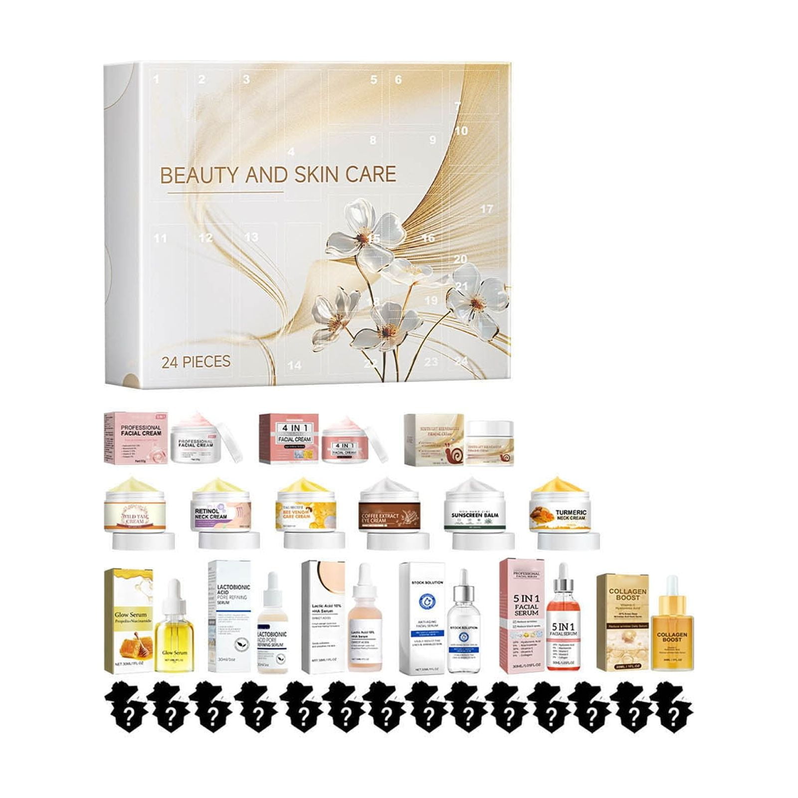 Holiday Beauty Advent Calendar Christmas Countdown Calendar with Makeup and Skincare Set, 180ml Pampering Gift for Festive Season