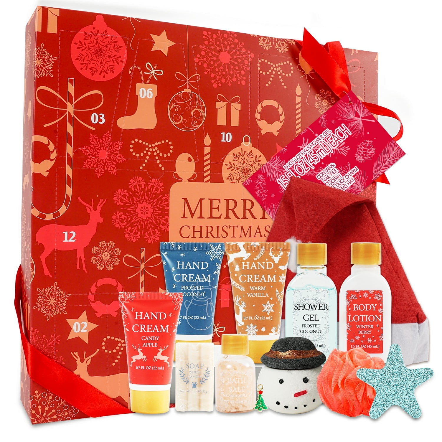 Holiday Christmas Advent Calendar - 12 Pcs Christmas Gift Sets for Women Gifts, Bath & Spa Pampering Gift Baskets