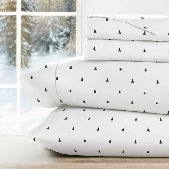 Holiday Bed Sheets Set in Pine Tree Christmas for Queen Size Bedding by Comfort Canopy