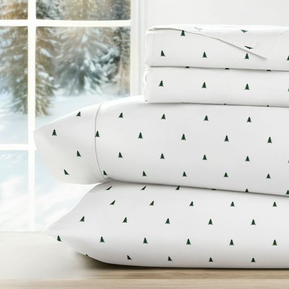 Holiday Bed Sheets Set in Pine Tree Christmas for Twin Size Bedding by Comfort Canopy