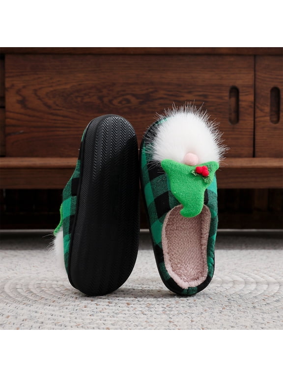 Holiday Bedroom Slippers Christmas House Shoes for Men and Women, Christmas Slippers, Open-Back Scuff Slides on in Seconds with Non Slip Comfortable Sole for Daily Wear