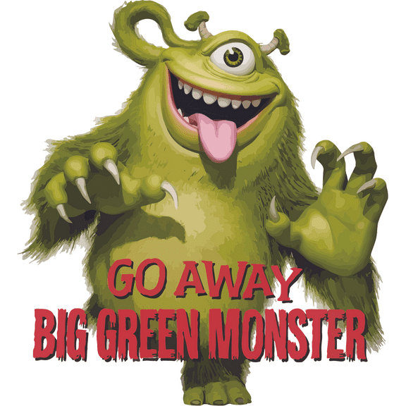 Holiday | Birthday | Gift | Celebration Go Away Big Green Monster Quote Wall Decal Decoration Green Monster Cartoon Movie Grouch Me want cookie Ernie Grover Decal Sticker - Size: 8 In(W) x 10 In(H)
