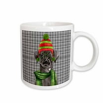 3drose, Holiday Black Labrador Retriever Dog on Grey Plaid for the Dog Lover, 11oz Mug