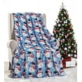 thumbnail image 1 of Plazatex Blue Snowman Micro plush Decorative All Season Blue Color 50" X 60" Throw Blanket, 1 of 2