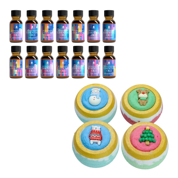 Holiday Bliss Gift Set: Aromatherapy Bath Bombs Essential Oils