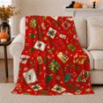 thumbnail image 1 of Holiday Boxes Holly Pattern Cheerful Holiday Cheer Painterly, Festive Holiday Scene, Warm Flannel Blanket for Living Room and Reading Nook, Art Lovers Christmas Gift, Festive Home Decor, 1 of 9