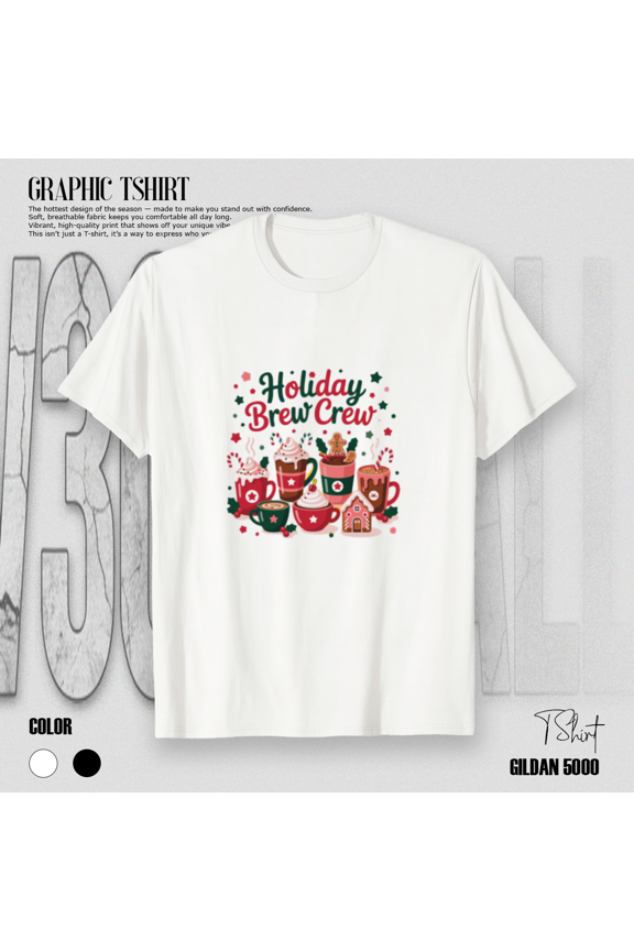 Holiday Brew Crew Funny Festive Beverage Humor Christmas Group Unisex T-Shirt, up to size 5XL