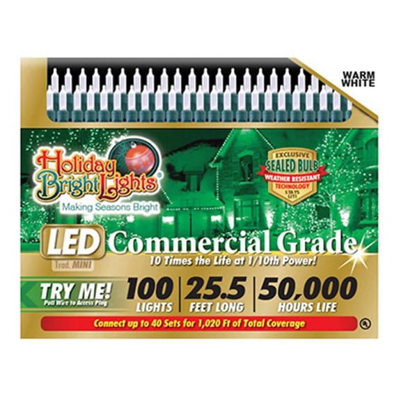 Holiday Bright LEDBX-T5100-WW Christmas Commercial T5 LED 100-Light Set, W-White