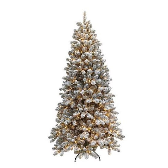 Holiday Bright Lights 9096307 7 ft. 1-2 Tree Full LED Flock King Pine Color Changing Christmas Tree - 450 Count