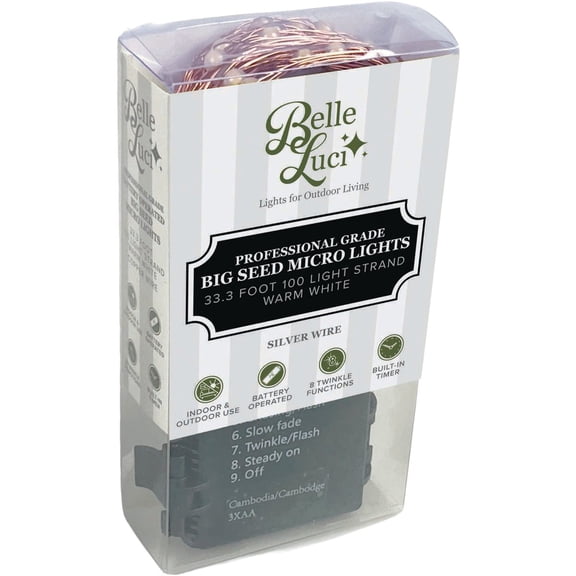 Holiday Bright Lights Belle Luci Big Seed String Light Set - Pack of 8