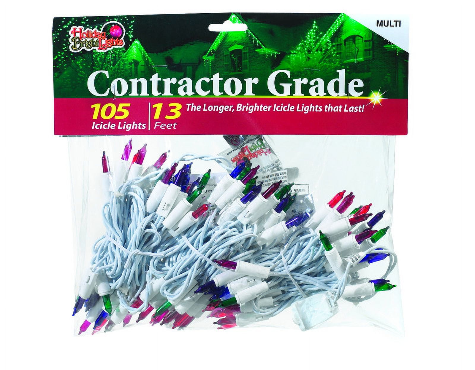 Holiday Bright Lights Contractor Quality Icicle Light Set 105 Lights
