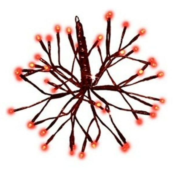 Holiday Bright Lights 251635 12 in. LED Shimmering Sphere with Wire Branches Red