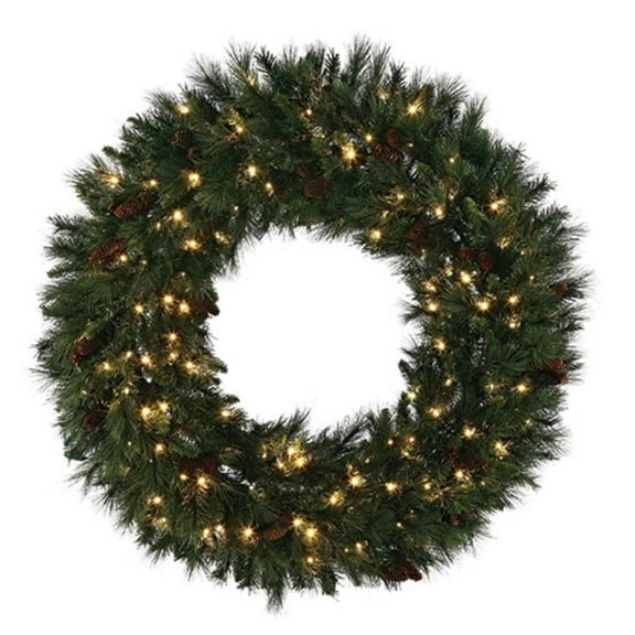 Holiday Bright Lights Led Mixed Noble Wreath 30" - Warm White