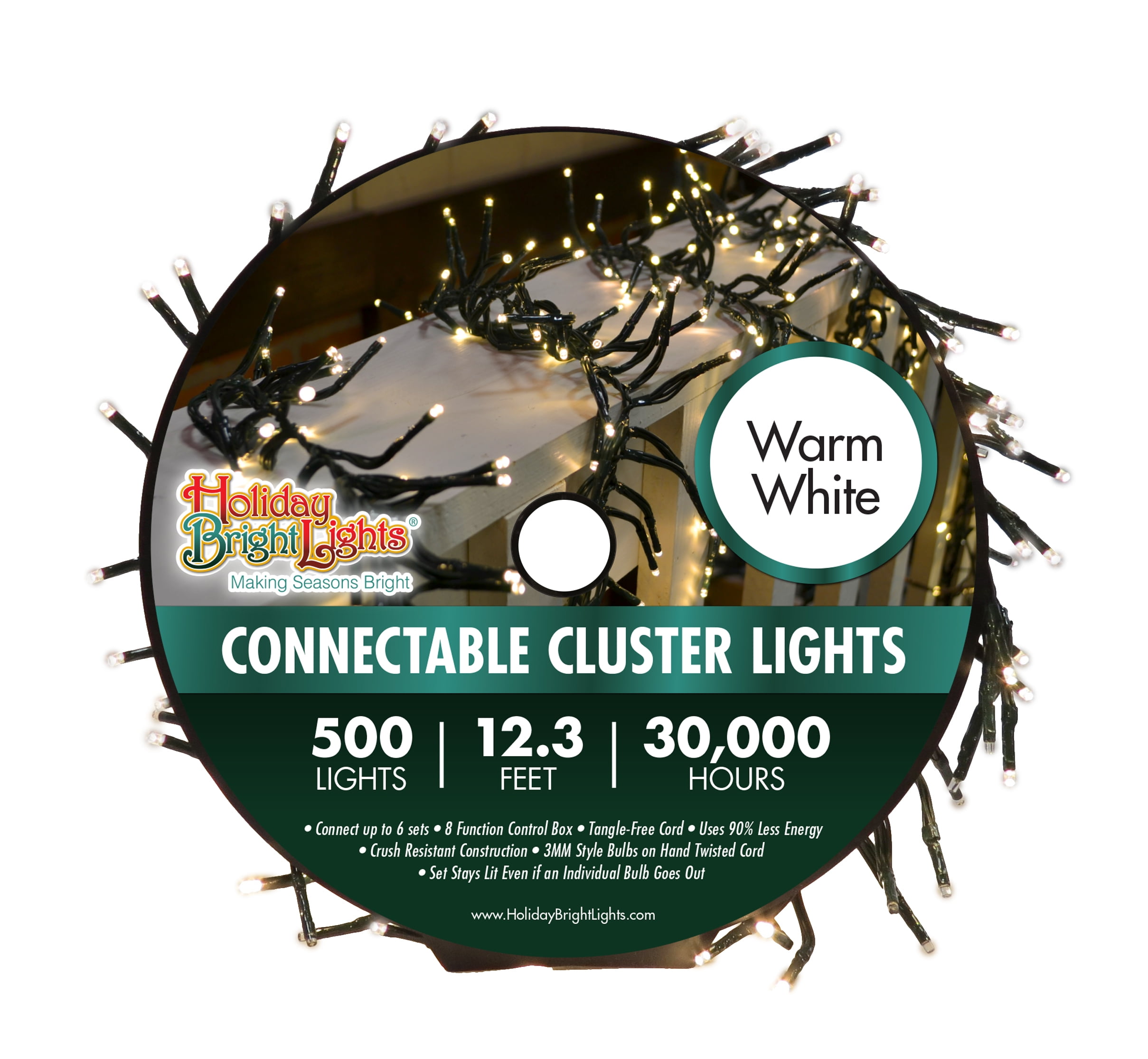 Holiday Bright Lights Warm White Christmas 500L Twinkling Cluster Rice