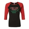 thumbnail image 1 of Holiday Candy Cane Wishes Mistletoe Kisses Women's 3/4 Sleeve Raglan-Red/Black-xl, 1 of 4