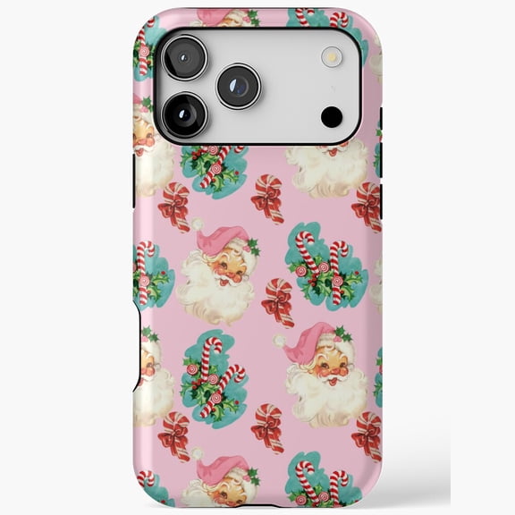 Holiday Candy Canes Vintage Pink Pattern Phone Case iPhone Case 17 16 15 14 13 12 11 Pro Max