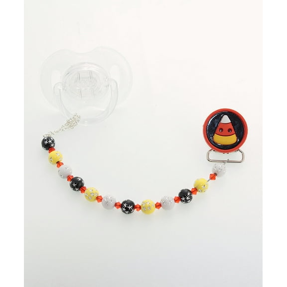 Holiday Candy Corn Pacifier Clip