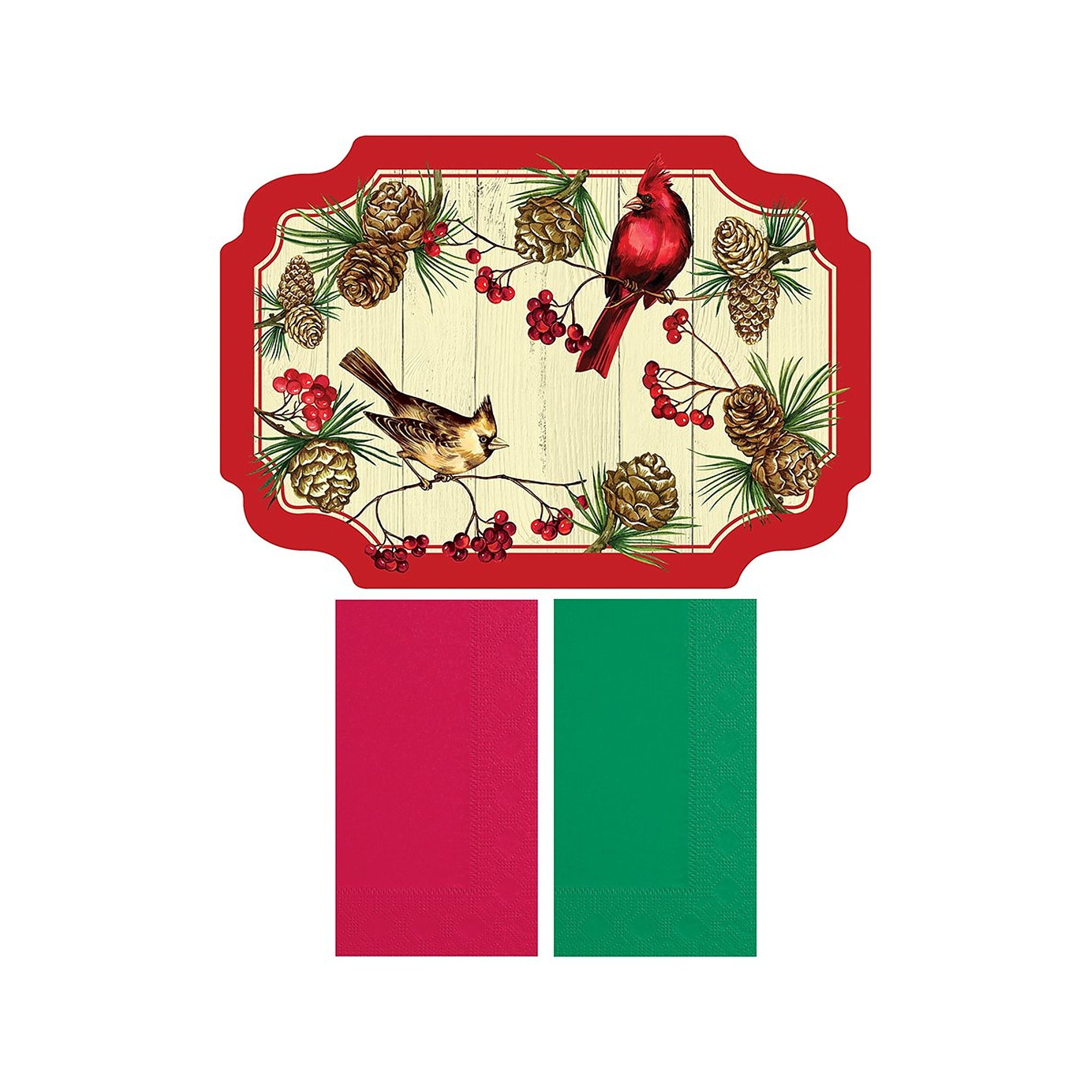 Holiday Cardinal Paper Placemats with Napkins Set Pack of 30 (856797b