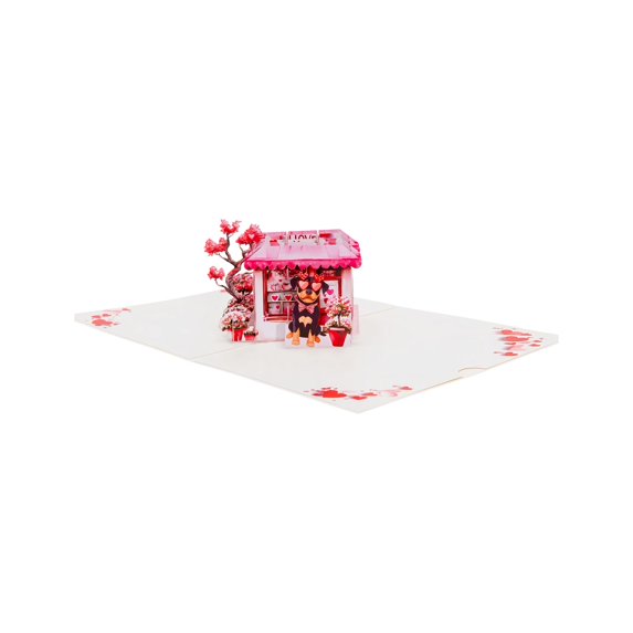Holiday Cards Clearance! Valentine's Day Greeting Card 3D Three Dimensionals Creative Handmade Blessing Card Romantices Stares × Valentine's Day Card,Peach blossom
