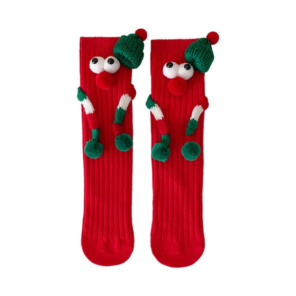 Holiday Cartoon Big Eyes Socks for Boys and Girls Christmas Novelty Colorful Middle Tube Socks Festival Hosiery