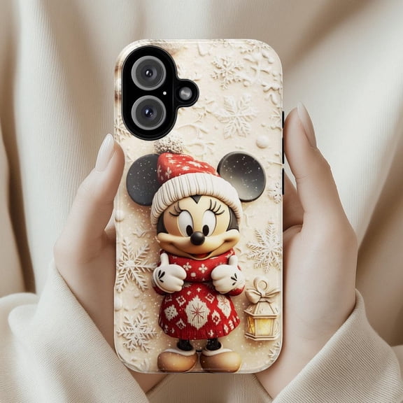 Holiday Cartoon Mouse 3D Effect Xmas Tree H976 Slim Protective Case for iPhone 17 16 15 14 13 12 11 Pro Max