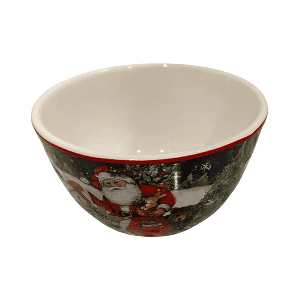 Holiday Ceramic Bowl with Santa Design – Festive Christmas Serving Bowl, 5.5"