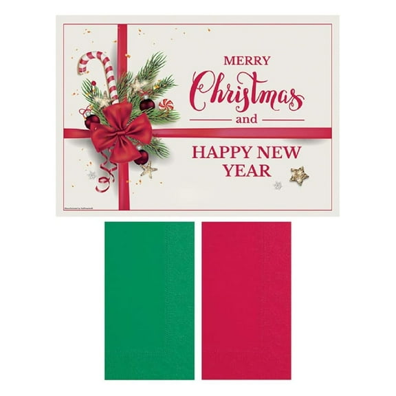 Holiday Cheer Paper Placemats and Napkins Set - 40 Pack (856795PN)