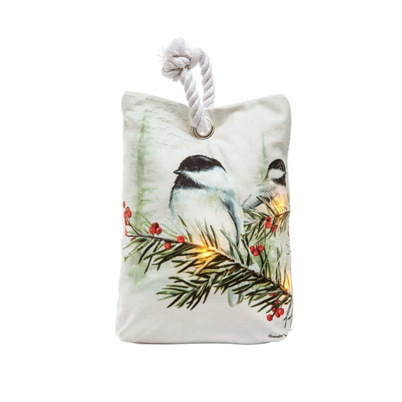 Holiday Chickadee Light-Up LED Door Stop