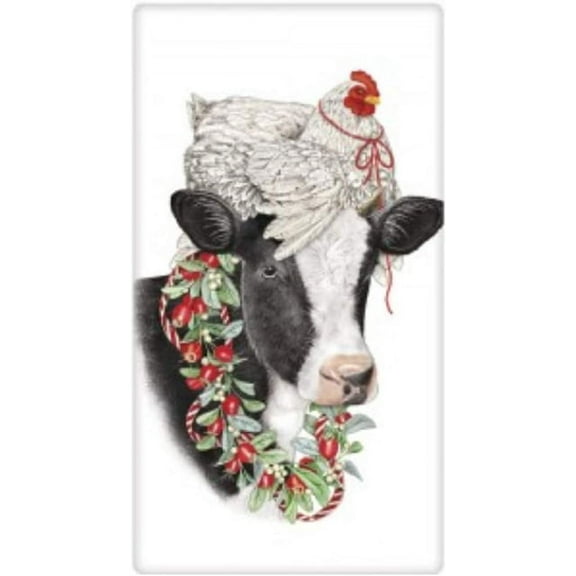 Holiday Chicken on Cow Flour Sack Towel