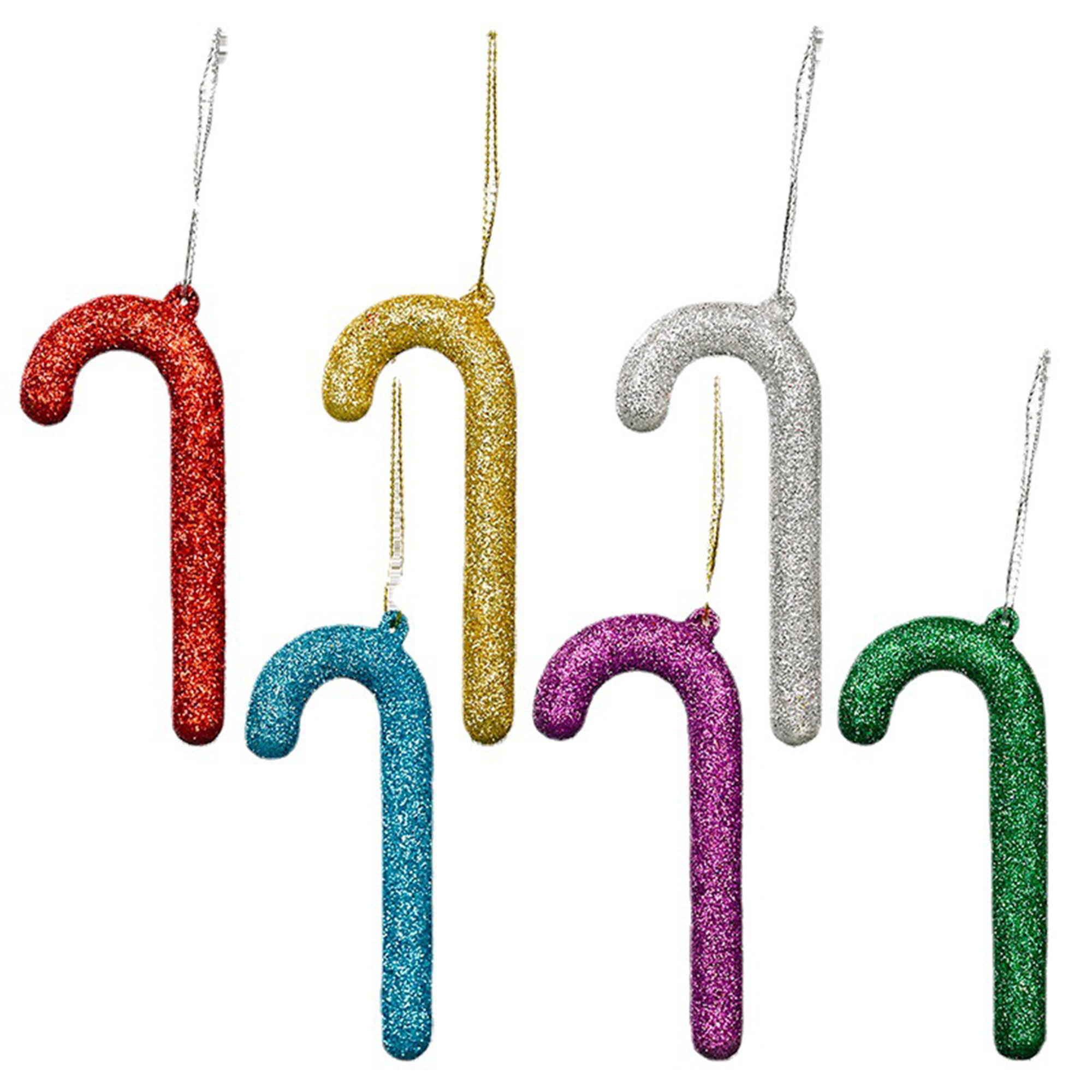 Holiday Christmas Decorations 6 Pcs Christmas Glitter Cane Crutch
